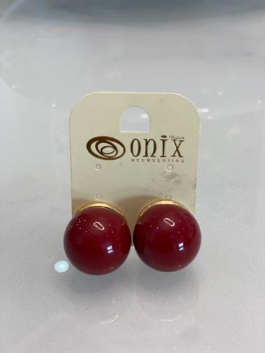 Bordo İthal Mika Top Kadın Küpe