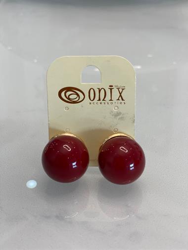 Bordo İthal Mika Top Kadın Küpe