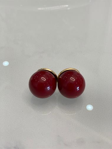 Bordo İthal Mika Top Kadın Küpe