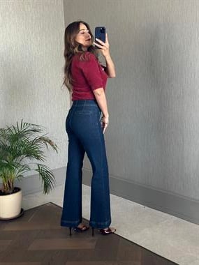 Bordo Kalp Detay Yarım Balıkçı Kısa Kol Kadın Bluz