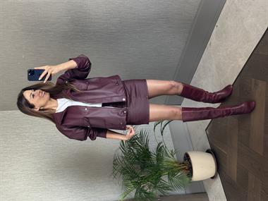 Bordo Marka Model Mumlu Kadın Mini Jean Etek