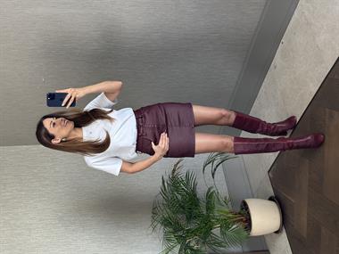 Bordo Marka Model Mumlu Kadın Mini Jean Etek