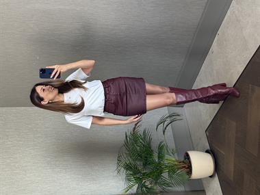 Bordo Marka Model Mumlu Kadın Mini Jean Etek