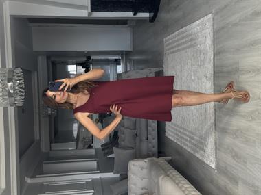 Bordo Ön Arka U Yaka  Basic Mini Kadın Elbise