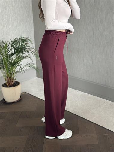 Bordo Oysh Model Bol Paça Cepli Kadın Modal Eşofman Altı