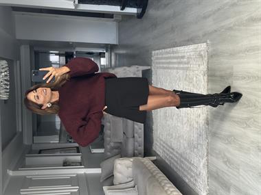 Bordo Pinterest Bisiklet Yaka Uzun Kol Kadın Triko Kazak