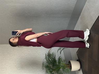 Bordo Yüksek Bel Cepsiz Kadın Yürüyüş Pantolon