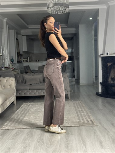 Brown Karol Straight Kesik Paça Kadın Jean Pantolon