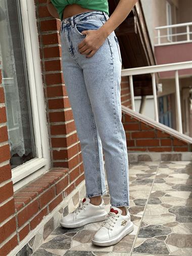 Buz Mavi Premium Mom Kadın Jean