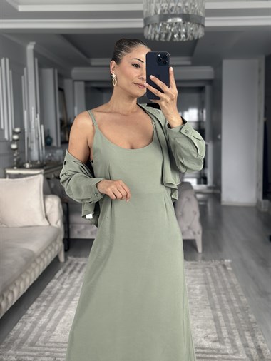 Çağla Gömlek Ve Elbise Kadın İkili Takım