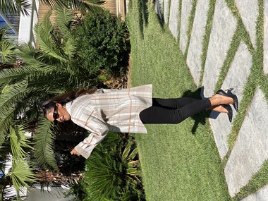 Camel Ekose Dört Cepli Kaşe Kadın Ceket