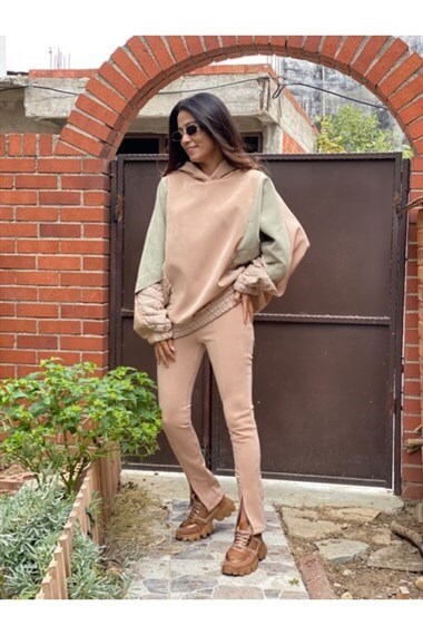 Camel Garnili Süet Takım