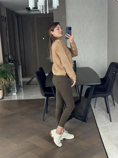 Camel Havlu Örgü Teddy Kadın Hırka