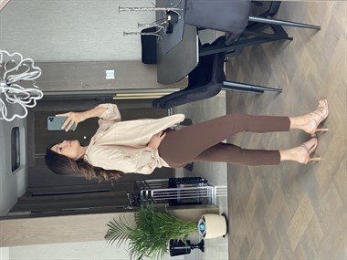 Camel İki Cepli Oversize Keten Gömlek