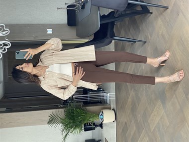 Camel İki Cepli Oversize Keten Gömlek