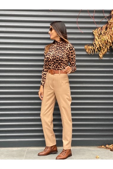 Camel Önü Dikişli Kumaş Pantolon