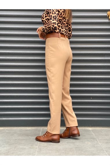 Camel Önü Dikişli Kumaş Pantolon