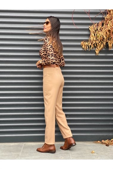 Camel Önü Dikişli Kumaş Pantolon