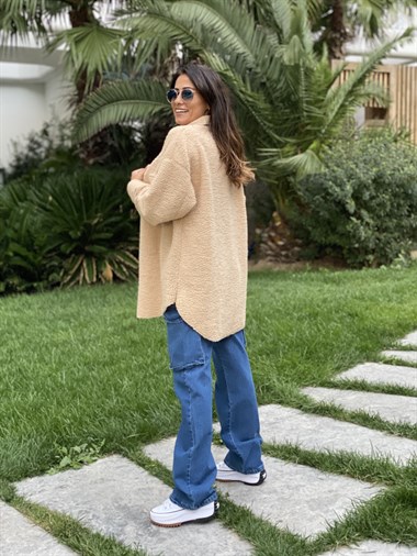 Camel Teddy Kuzu Kıvırcık Kadın Gömlek