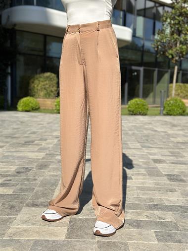 Camel Tensel Cepli Bol Paça Kadın Pantolon