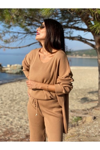 Camel V Yaka Triko Takım