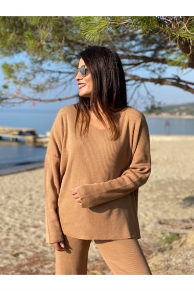 Camel V Yaka Triko Takım