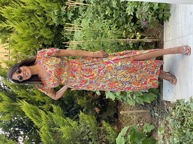 Çok Renkli Bluz Etek Yırtmaçlı Kadın İkili Takım