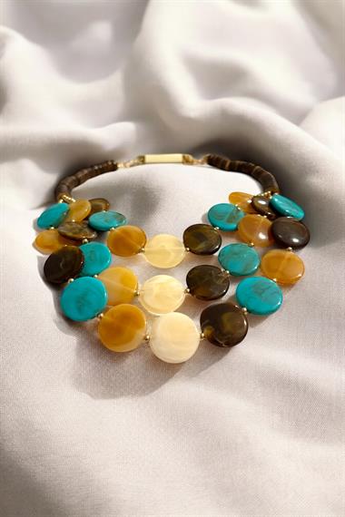 Çok Renkli Doğal Taş Kadın Kolye