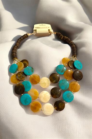 Çok Renkli Doğal Taş Kadın Kolye