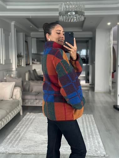 Çok Renkli Yarım Fermuarlı Kadın Sweatshirt
