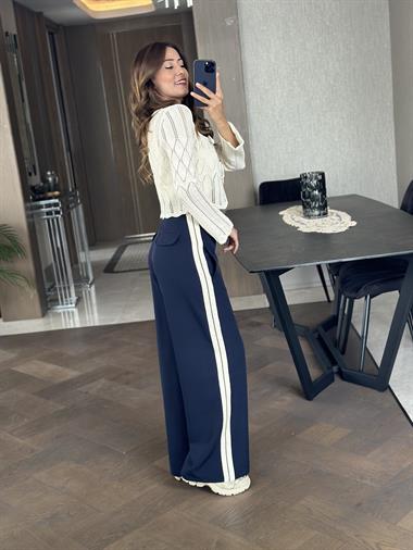 Ekru Çift Bağcıklı Crop Kadın Hırka