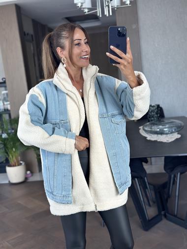 Ekru Kot Garnili Kuzu Kadın Mont