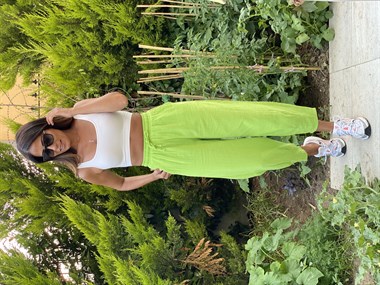 Fıstık Yeşili Müslin Paça Pensli Kadın Pantolon