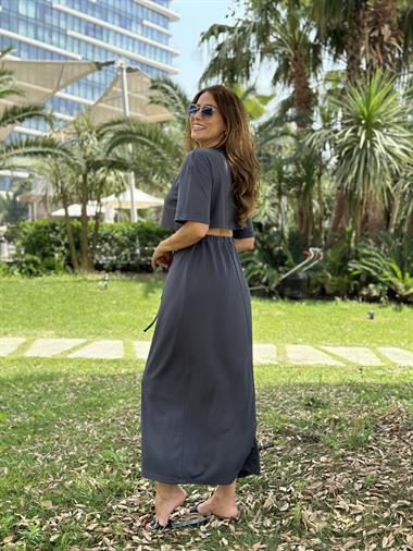 Füme Crop T-Shirt Etek Kadın Alt Üst Takım