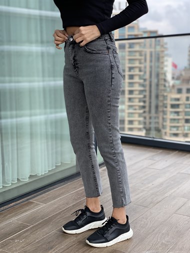 Füme Kar Yıkamalı Boy Fit Jean