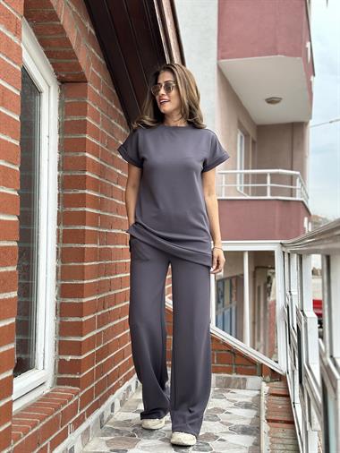 Füme T-Shirt Pantolon Modal Kadın Alt Üst Takım