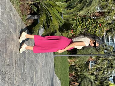 Fuşya Önü Fiyonk Detay Kadın Etek