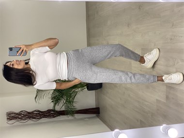 Gri Dikiş Detay Üç İplik Kadın Eşofman Altı