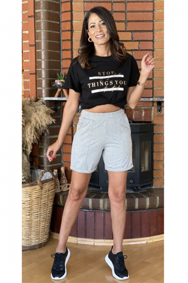 Gri İki iplik Şort