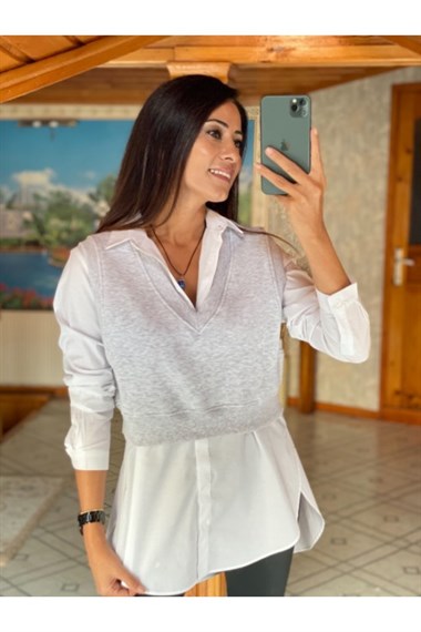 Gri İki İplik Süveter