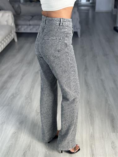 Gri Taş Detaylı Straight Kadın Jean Pantolon