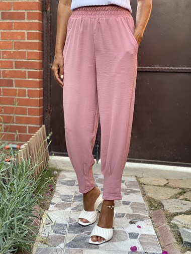 Gül Kurusu Paça Pensli Beli Lastikli Aerobin Kadın Pantolon