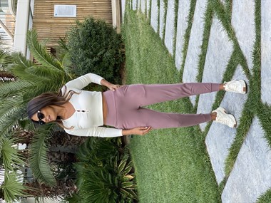 Gül Kurusu Yumuşak Dokulu Jogger Kadın Pantolon