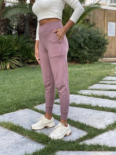 Gül Kurusu Yumuşak Dokulu Jogger Kadın Pantolon
