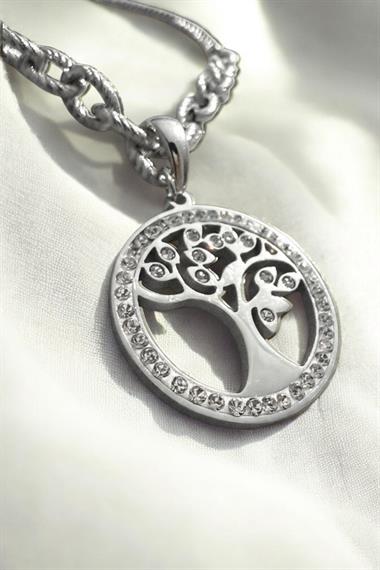 Gümüş Hayat Ağacı Çelik Kadın Kolye