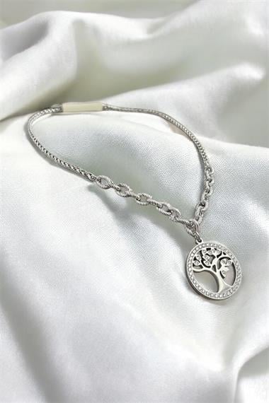 Gümüş Hayat Ağacı Çelik Kadın Kolye