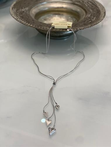 Gümüş İthal Kalp Detaylı Uzun Çelik Kadın Kolye