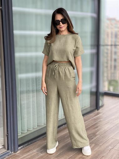 Haki Bisiklet Yaka Lastikli Rahat Takım