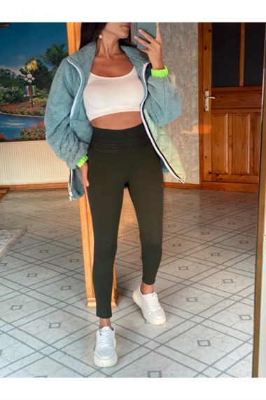 Haki Örgü Çelik Tayt