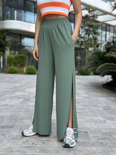 Haki Yırtmaçlı Aerobin Yürüyüş Kadın Pantolon